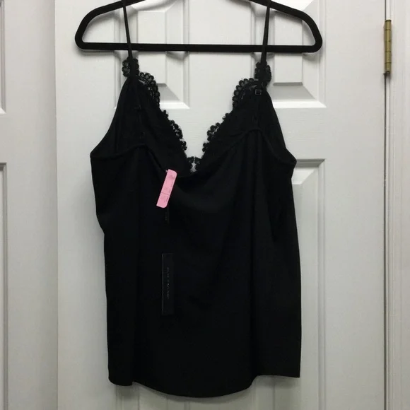 Elegant Black Lace Trim Cami Top - Picture 2 of 2